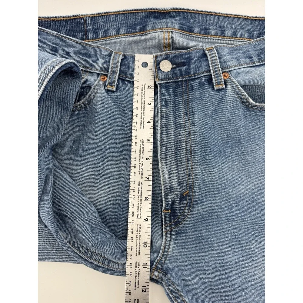 Levi's 505 Size 36x34 Blue Denim Jeans Regular Fit Straight Leg‎ Distressed